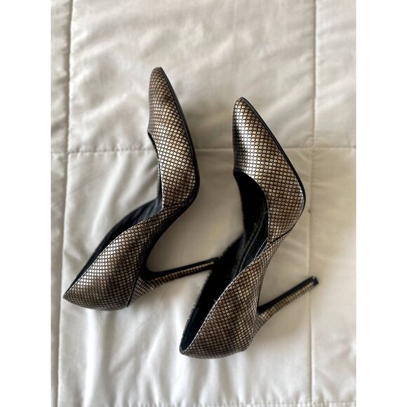 GOLDEN PUMPS HIGH HEELS METALLIC CHARLES BY CHARLES SIZE 6.5 LIKE NEW - Picture 3 of 8